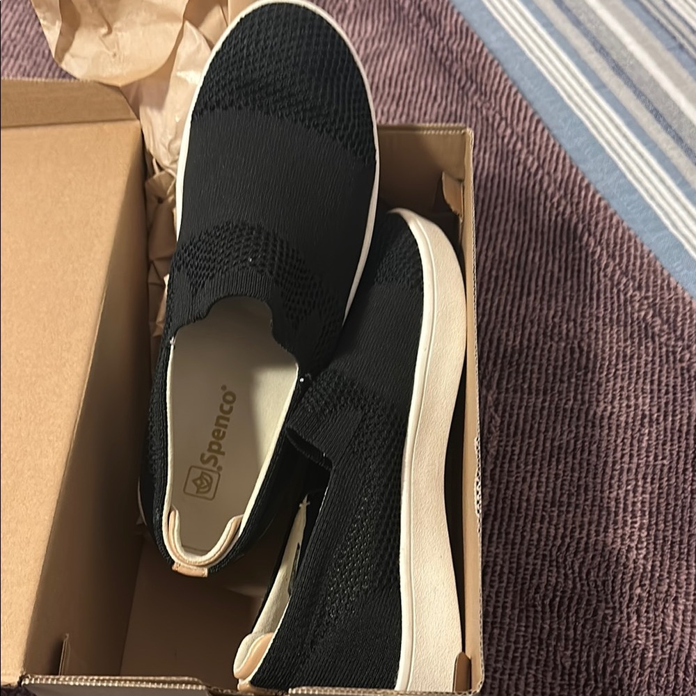 Spenco Black Slip-On Sneakers